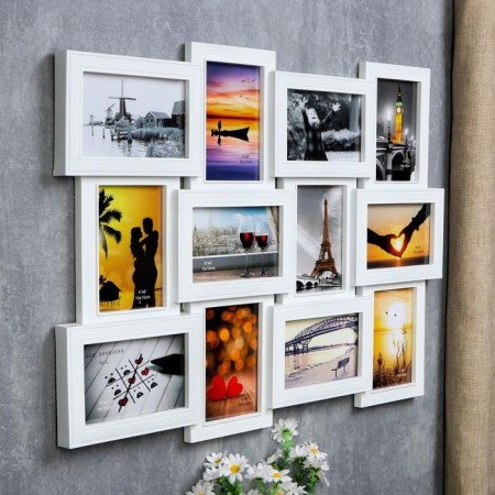 Photo frame plastic in 12 photos 10x15 cm "Laconicity" White 46x61 cm-1