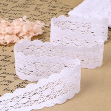 Knitted lace, 50 mm × 10 ± 1 m, white color