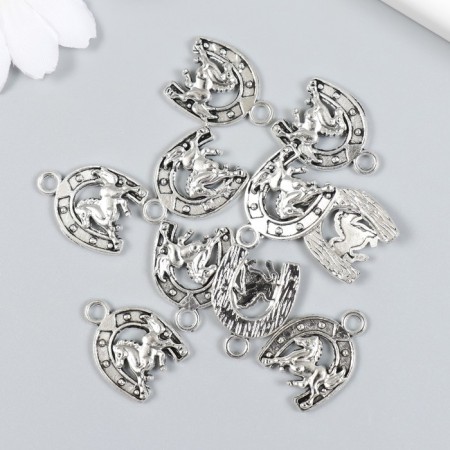 Decor Metal for creativity "Snow and horse" silver 388 2.2x1.7 cm-2