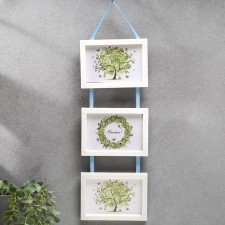 Triple photo frame on braid L-3 10x15 cm white (plastic screen)