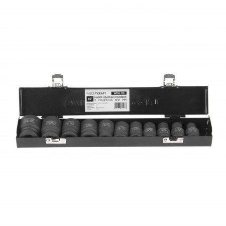 Set of end heads Wiederkraft WDK-710, shock, 1/2 ", 10-27 mm, 11 pcs., Case-2