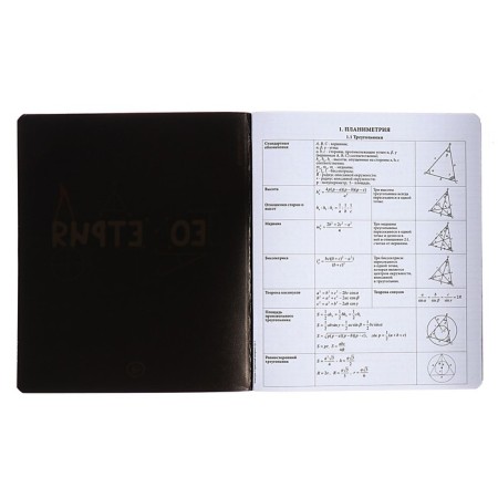 Subject notebook, 48 sheets, cells, geometry, erichkrause "Inscription", cardboard cover of Twin-lak, block offset 100%, information block-3