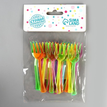 Plastic forks, set 24 in a set, Mix colors-2