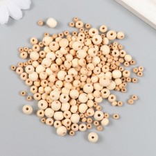 A set of wooden unpainted beads MIX-4 (4.6.8 mm) 25g