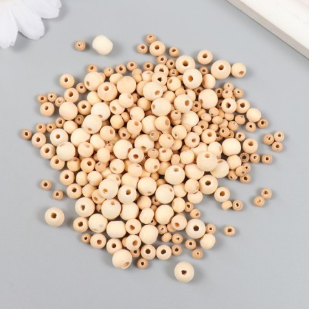 A set of wooden unpainted beads MIX-4 (4.6.8 mm) 25g