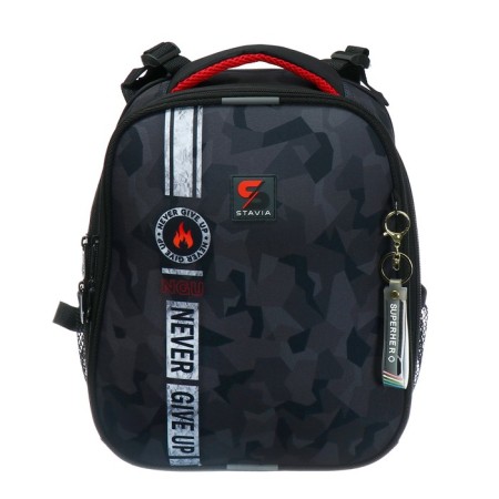 School backpack 38 x 30 x 16 cm, ergonomic back, Stavia "Military24", gray-2