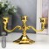 Summary Metal on 3 candles "clear lines" Color gold 12.5x21.5x10 cm