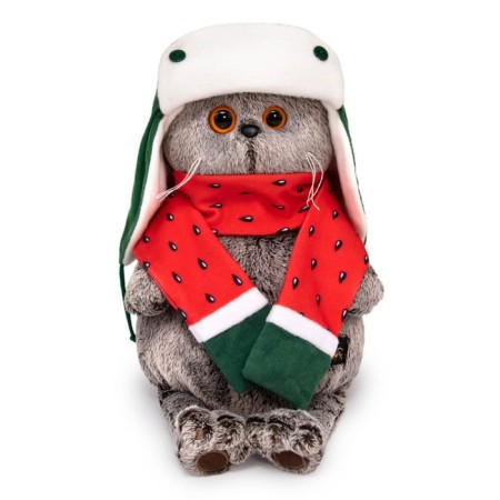 Soft toy "Basik" in a bilateral hat and scarf, 19 cm