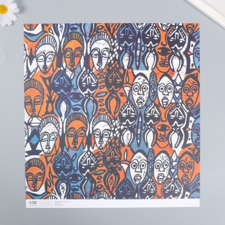 Scrapbooking paper "Africa. Faces" density 180 g 30.5x32 cm-1
