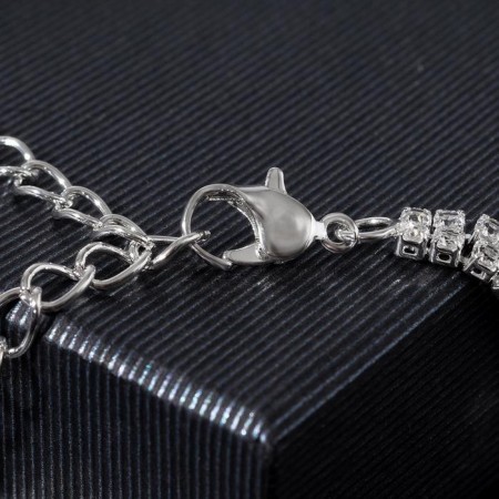 Bracelet with rhinestones "Zircon" Izk, arc, white color in silver, 15cm-4