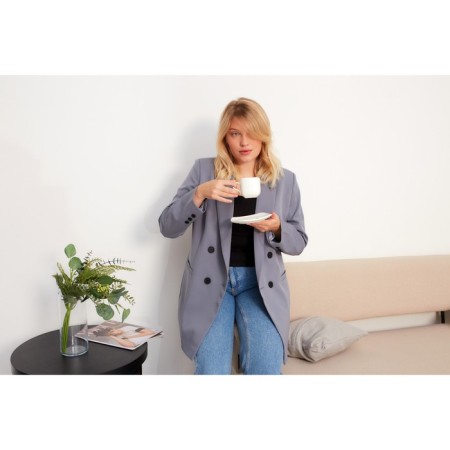 Jacket female double-breasted Mist Plus-Size, size 60, color gray-blue-5