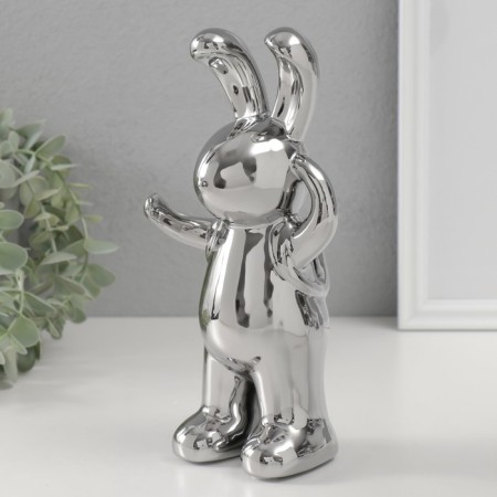 Souvenir Ceramics "Fashionable Bunny" silver 7x9.5x22 cm-3