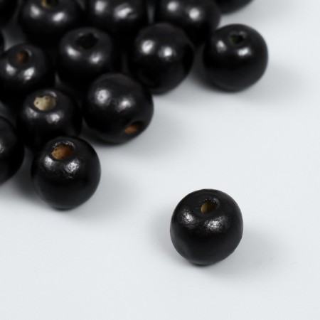 Set of wooden beads "Astra" round, 16 mm, 50 g, black-1