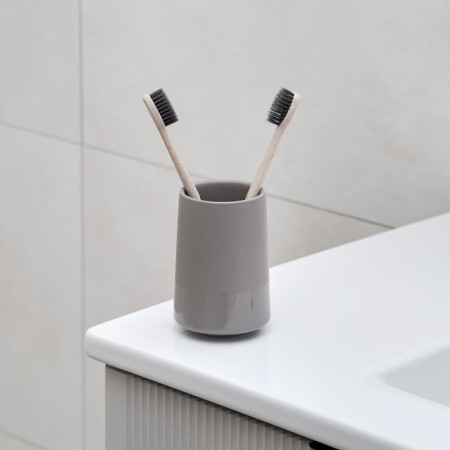 A glass for Magma denture brushes. Moroshka, 7.2x7.2x10.7 cm, gray color