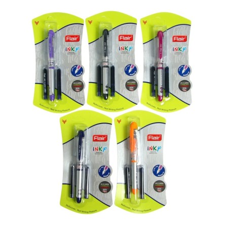 Fright pen Flair Inky + 2 pieces of spare cartridges, mix, in a blister-2