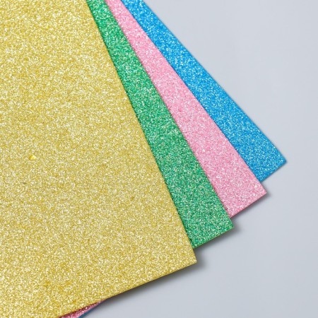 Soft color plastic with A4 sparkles, set 4 pcs-1