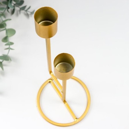 Summary metal for 2 candles "height" gold 23.5x9.5x9.5 cm-2