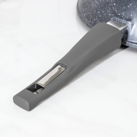 Frying pan “Granite Wok”, D = 28 cm, removable handle, glass cover, anti -stick coating, color gray color-5
