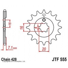 Leading star JT SPROCKETS JTF555-15, circuit 428, 15 teeth