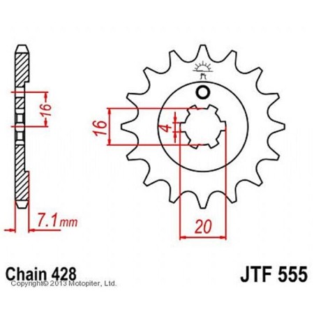Leading star JT SPROCKETS JTF555-15, circuit 428, 15 teeth