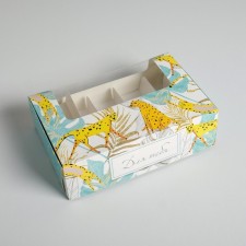 Box for eclairs, confectionery packaging, 5 inserts, “for you”, 25.2 x 15 x 7 cm