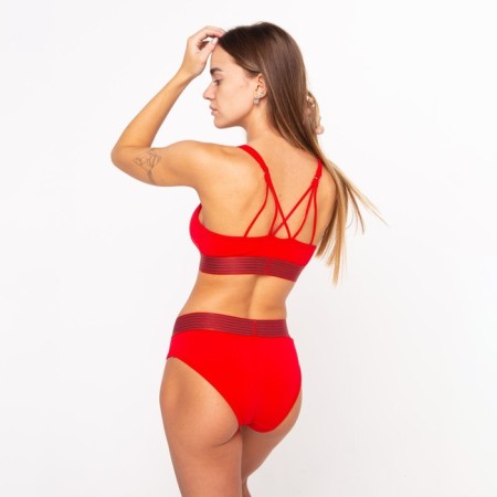 Female set (top with thin straps, panties), red mix, size 44-46-9