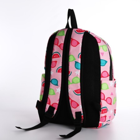Youth backpack from textiles 2 of the lightning department, 3 pockets, pink color-3