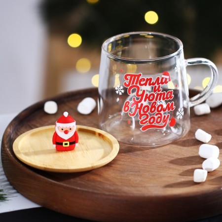 Glass mug with a lid "heat and comfort", 350 ml-5