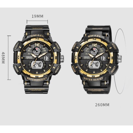 Watch is electronic watch, with an alarm clock, D-5.3 cm, strap L-26 cm, 5 atm, black-3