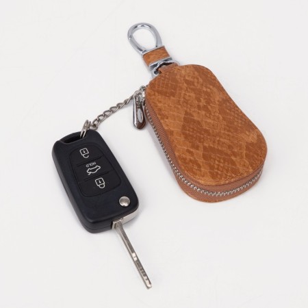 Key of zipper, 5 cm, 1 carabiner, redhead