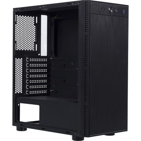 The ACCORD 3407 case is black without ATX 8x120mm 2xusb2.0 1xusb3.0 Audio Bott PSU BP-6