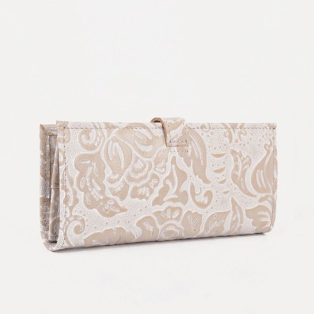 Women's wallet on the button, beige color-1