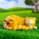 Garden figure "Sleeping cat with a bird" 13x29cm