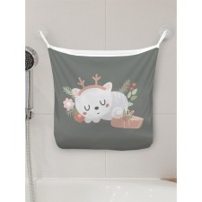 Organizer in a bathtub on the suction cups “cat with horns”, for storing toys and trifles, size 33x39 cm