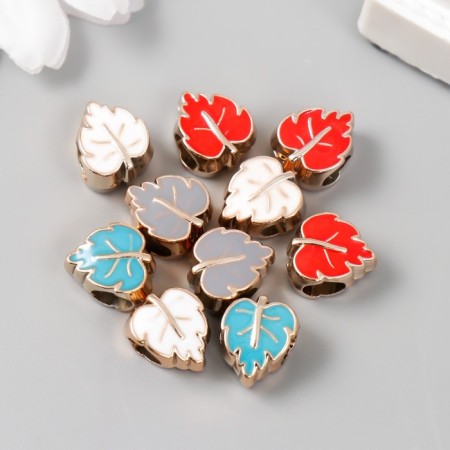 Beads for creativity plastic "Leaf bright middle" Mix set 10 pcs 1x1 cm