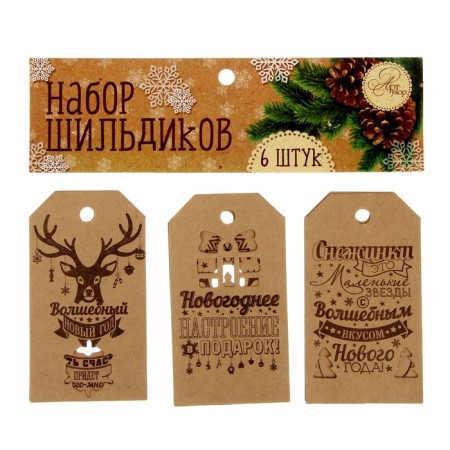 Schildik decorative in the Kraft "set, 5 x 9 cm, New Year-4