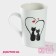 Porcelain share mug "Cats in love", 380 ml, white color
