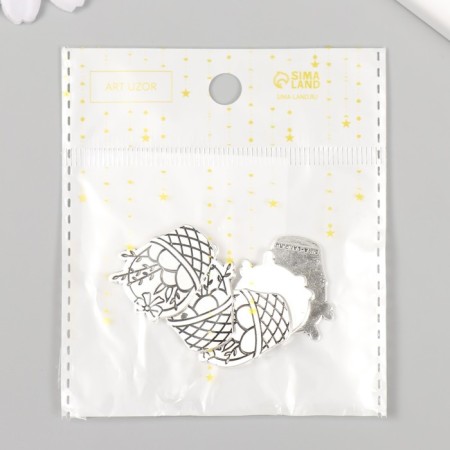 Decor Metal for creativity "Easter basket with verba" 2.5x2.1 cm-3