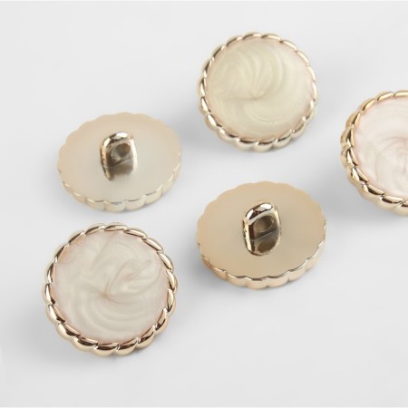 A set of buttons on the leg, d = 21.5 mm, 5 pcs, white/gold color-1