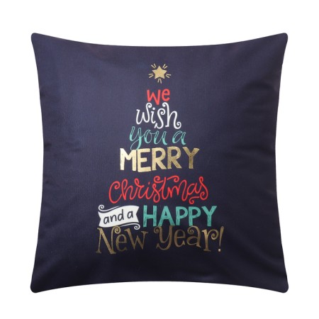 Case on the pillow Ethel "We wish you a merry Christmas", 40*40 cm, 100% polyester, velor