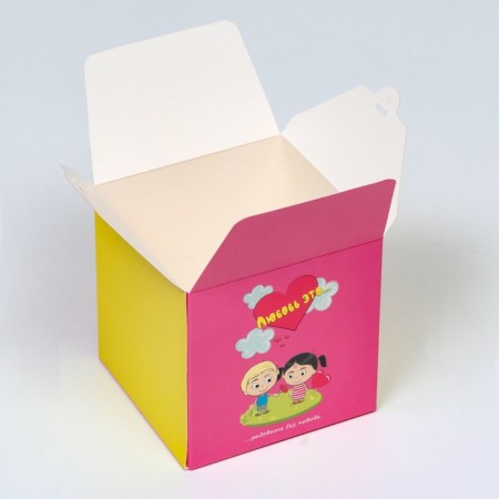 Folding box "Love is...", pink, 10 x 10 x 10 cm-2