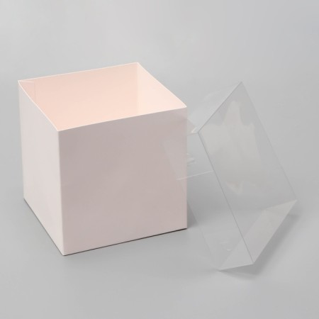 Box for flowers with PVC lid, 12 x 12 x 12 cm, white-3