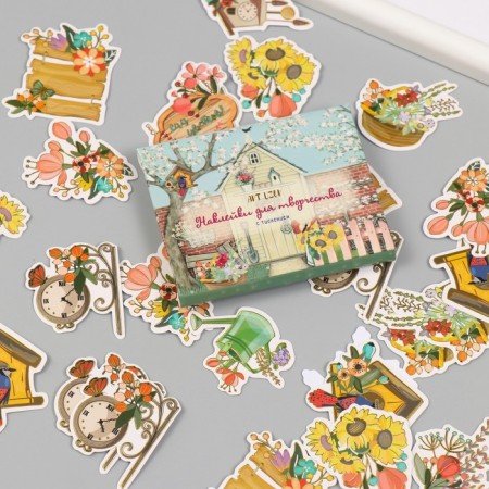Stickers for creativity "Garden flowers" embossing gold set 48 pcs 9x7x0.8 cm