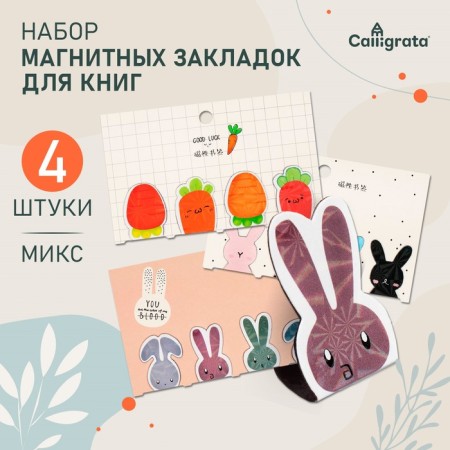 A set of magnetic bookmark for books Calligrata 4 pieces, "Assorted", mix