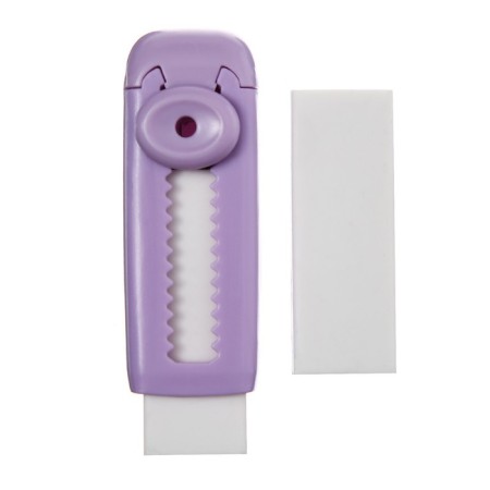 Rectangular white eraser in a plastic sliding holder, a spare eraser, in a blister, mix