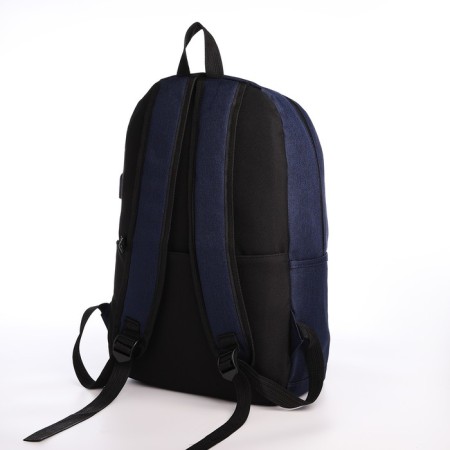 Youth backpack from lightning textiles, USB, 5 pockets, blue color-3
