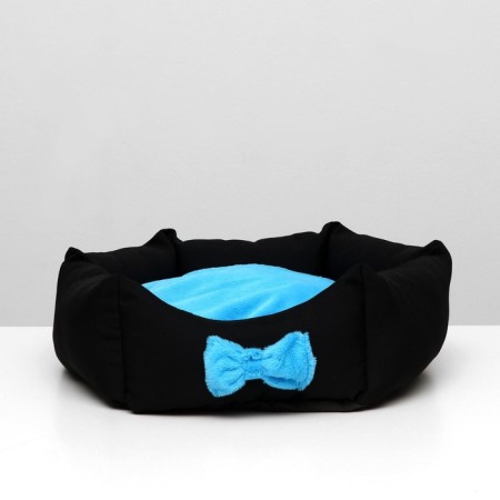 Lying "Princess", Gabardin, Plyush, 50 x 50 x 15 cm, black/blue-2