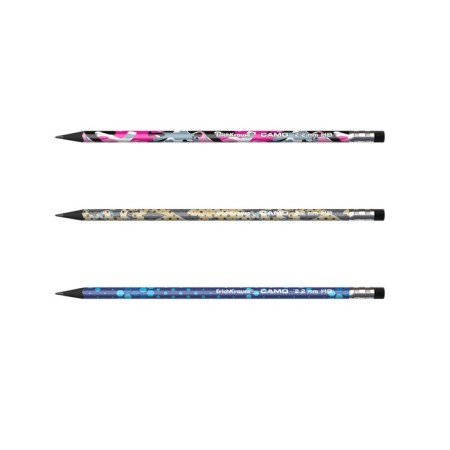 Chernographic pencil with Erichkrause "Camo", HB, Grifel D = 2.2 mm, plastic, three -sided in a tube, mix-6