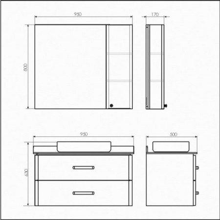 Mirror Comfort Comfort Amsterdam 95 for the bathroom, white color-1