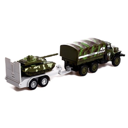 Metal truck "Ural" Army with a trailer ", inertia, scale 1:43, green color-6